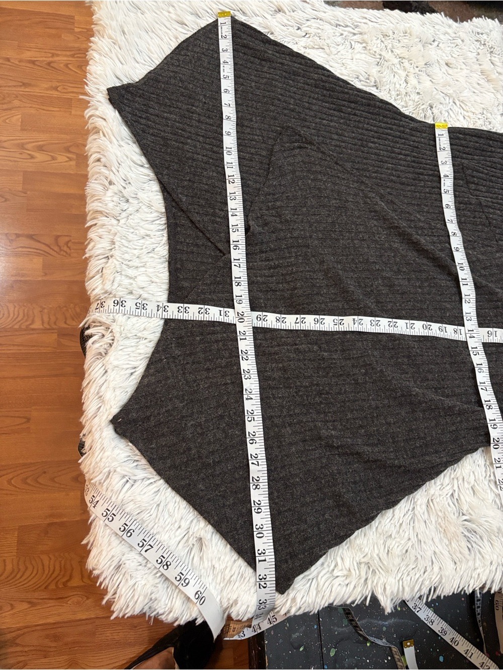 Relativity Charcoal Ribbed Open Front Cardigan XL Waterfall Hem - Picture 15 of 16